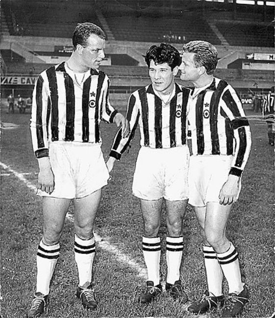 O "Trio Mágico" da Juventus: Charles, Sívori e Boniperti.