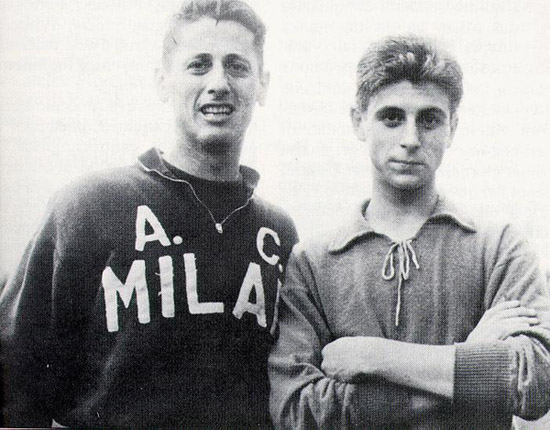 Um já consagrado Schiaffino e um garoto prodígio Rivera: troca de protagonismo em Milão.
