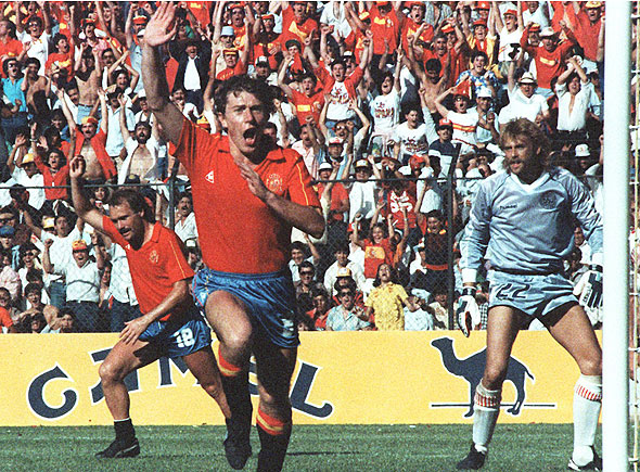 Pela seleção espanhola, Butragueño trucidou a Dinamarca na Copa do Mundo de 1986.