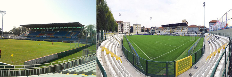 Os "Stadios" Silvio Piola em Novara e Vercelli.