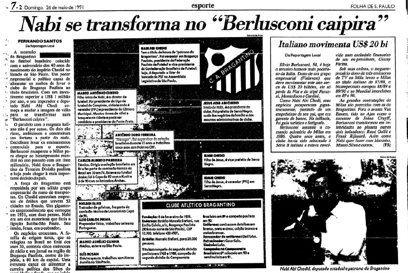 "Folha" destaca o trabalho de Nabi Abi Chedid após o titulo estadual de 1990.
