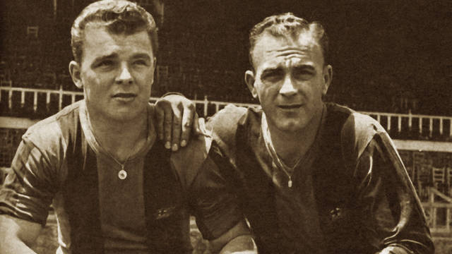 Kubala e Di Stéfano: quase a dupla jogou junta no Barcelona...