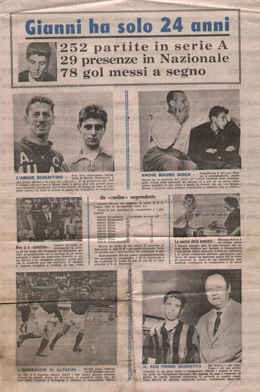 Gazzetta dello Sport dos anos 60 destaca os números de Rivera à época.
