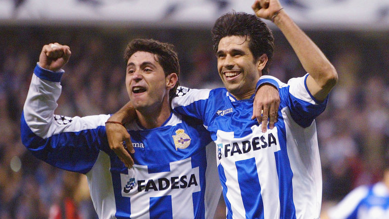 Víctor e Valerón, estrelas do Deportivo na era continental da equipe.